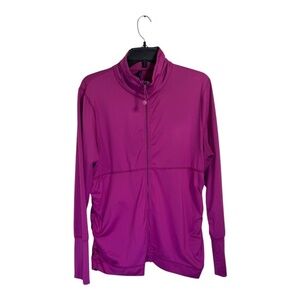 Shambala Full Zip Track Jacket Womens Size XL Fuschia Scrunched Sides Collared